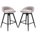 thumbnail image 1 of Gymax 25'' Upholstered Bar Stools Set of 2 w/ Footrest Backrest & Metal Frame Gray, 1 of 7