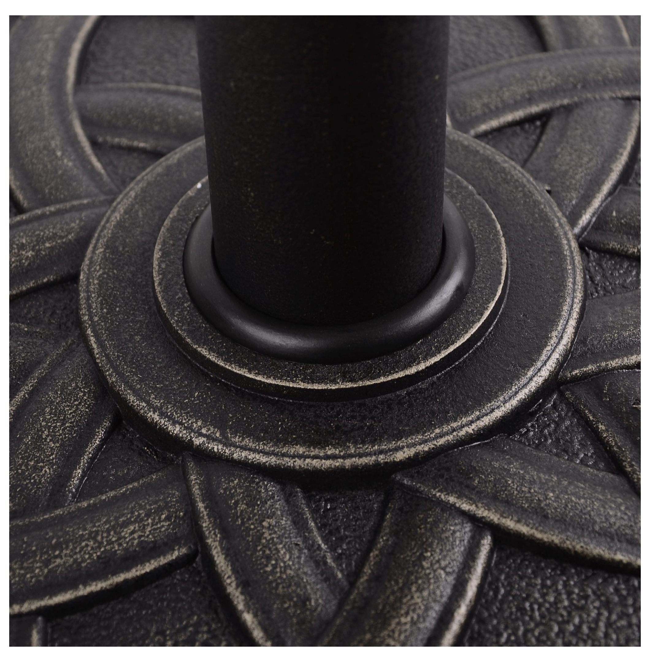 22" 42 lbs Round Resin Umbrella Base Stand Parasol Holder with Beautiful Decorative Pattern & Easy Setup, for Φ1.5", Φ1.89" Pole, for Lawn, Deck, Backyard, Garden, Bronze