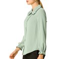 thumbnail image 4 of INSPIRE CHIC Women's Sweet Ruffle Peter Pan Collar Button Up Work Shirts, 4 of 7