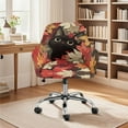 thumbnail image 2 of ZIATUBLES Black Cat Maple Leaf Print Home Office Chair Cover Breathable Comfy Vanity Desk Chair Slipcover Stretchable Swivel Accent Armchair Slipcover for Living Dining Room Bedroom Home Office, 2 of 7