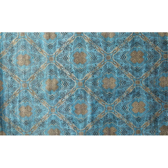 Ahgly Company Machine Washable Indoor Rectangle Contemporary Deep Turquoise Green Area Rugs, 4' x 6'