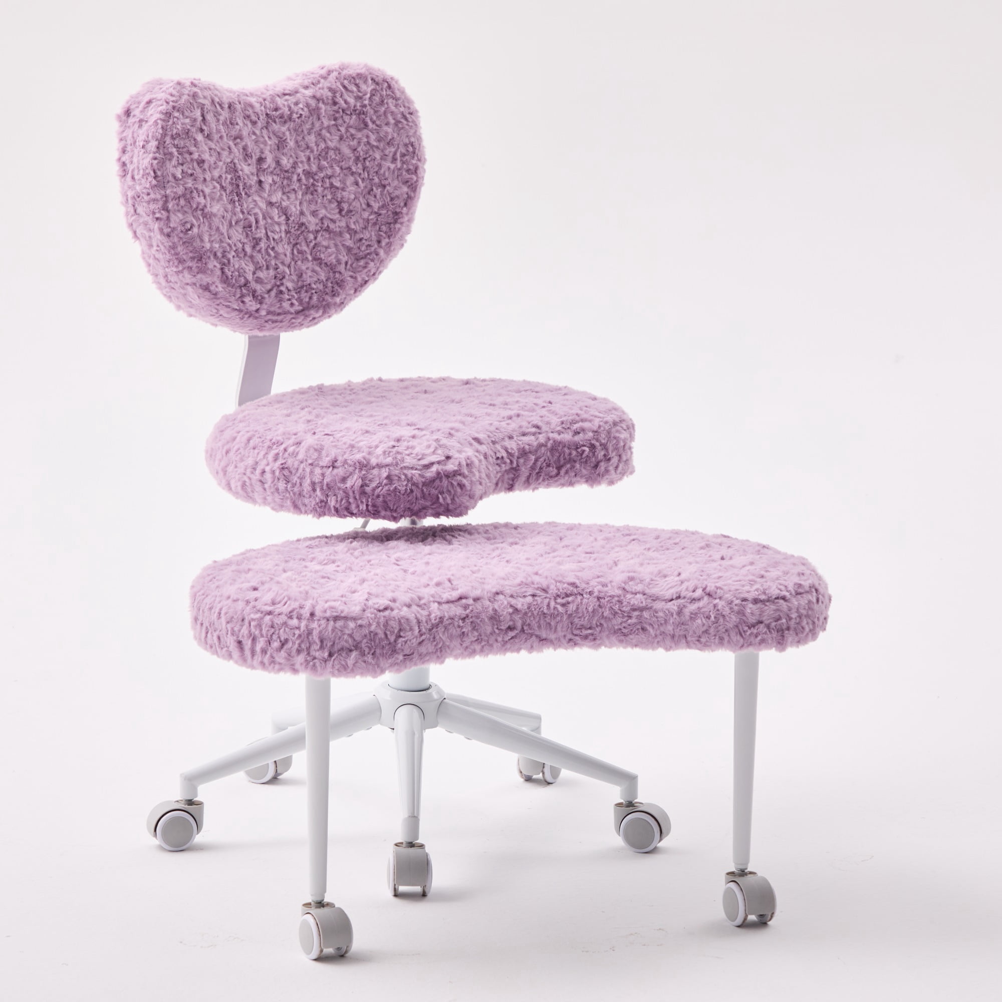 Artificial Rabbit Hair Meditation Chair Plus, Cross Legged Chair with Wheels, ADHD Chair, Criss Cross Desk Chair with Lumbar Support and Adjustable Stool, for Fidgety Sitters, Violet