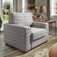 thumbnail image 2 of Weston Home Svolvar Modern Fabric Upholstered Square Arm Chair, Brown/Blue Diamond Pattern Fabric, 2 of 7