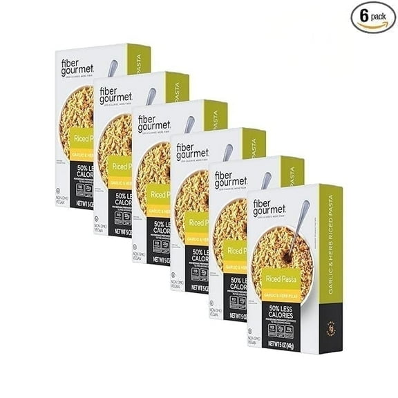 Fiber Gourmet Garlic & Herb Rice Pilaf Pasta – Fiber Rich Pasta & Low Net Carb Rice Alternative – 5 oz (6-Pack) – Vegan, Low Calorie Dinner, Kosher, Made in Italy