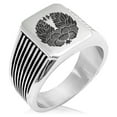 thumbnail image 1 of Stainless Steel Tsugara Samurai Crest Needle Stripe Pattern Biker Style Polished Ring, 1 of 1