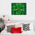thumbnail image 5 of Acheng St. Patrick's Day Canvas Wall Art Framed Wall Decoration Shamrock Happy St. Patrick Wall  Green Plaid Farmhouse Aesthetic Wall Artwork Ready to Hang Wall Pictures for Living Room  16x12in, 5 of 6