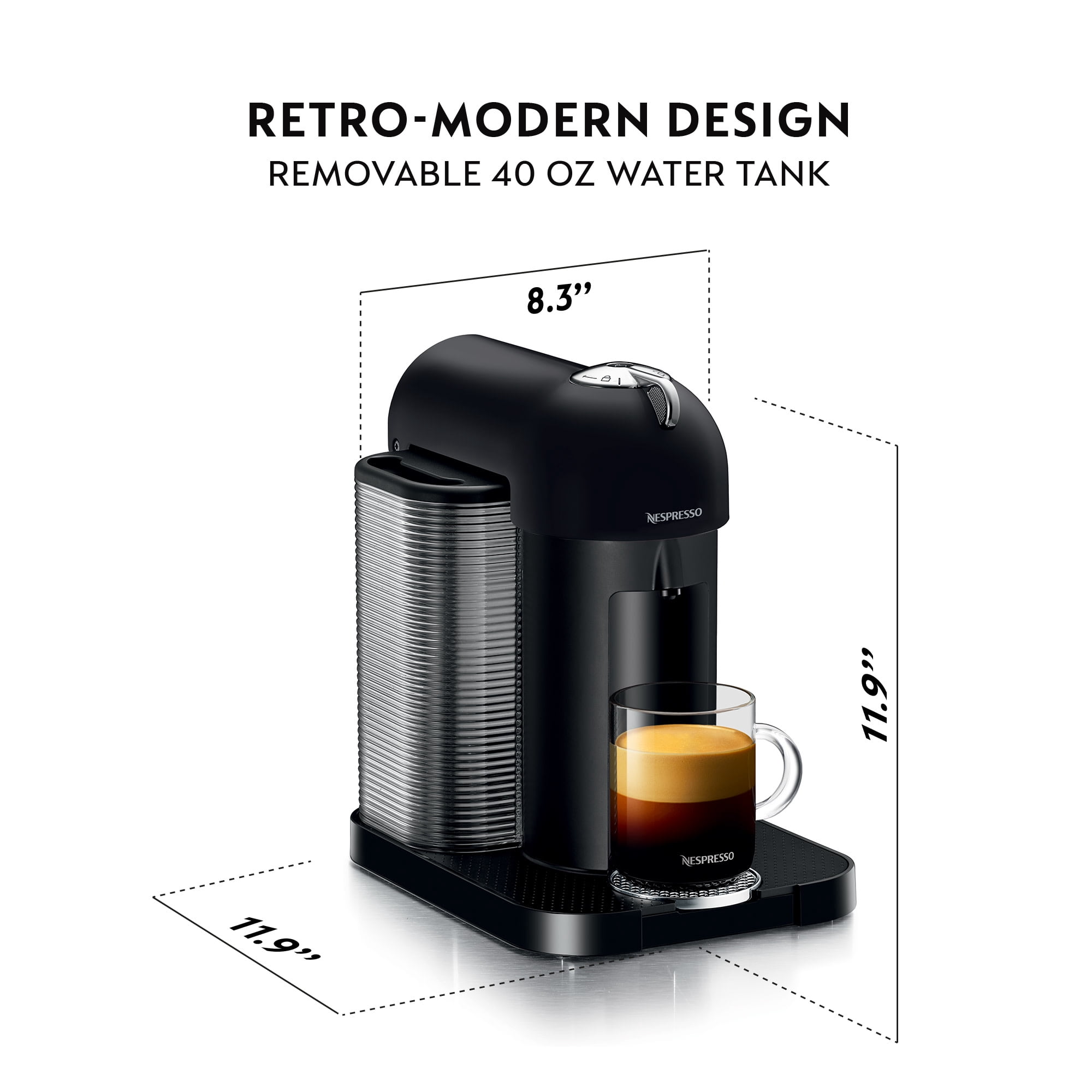 Breville Nespresso Vertuo Coffee & Espresso Single-Serve Machine in Matte Black, BNV220BKM1BUC1