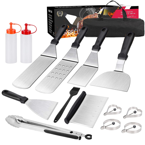 Griddle Accessories Kit, 14Pcs Stainless Steel Flat Top Grill Tools for BBQ