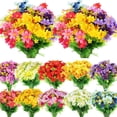 thumbnail image 2 of Flores artificiales de 28 cabezas para exteriores, flores silvestres de seda sintética con tallo, arreglo floral falso para macetas, cestas colgantes, porche, patio, decoración de jardín., 2 of 8