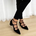 thumbnail image 4 of Women's Low Block Heels Pointed Toe Elegant Floral Pumps Comfortable Dress Shoes for Wedding Guest Prom Evening Party Black Size 7, 4 of 6