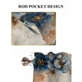 thumbnail image 6 of Vintage Blue Floral Bathroom Window Curtain, Butterflies Watercolor Flower Tan Light Filtering Coffee Kitchen Curtains, Bedroom Living Room Curtains 2 Panel 84"x63", 6 of 6