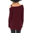 thumbnail image 2 of Women's Long Sleeves, Panels, Slanted Shoulders, Sweatshirt, Autumn/winter Knotted, Solid T-shirt, Fashionable Off-the-shoulder, Irregular Suspender Top, 2 of 3
