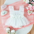 thumbnail image 2 of FAOWME Summer Baby Tulle Dress Square Collar Net Flying Sleeve Bow Skirt Girls Baby Kids Bodysuit White 6-12 Months, 2 of 8