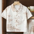 thumbnail image 5 of Emitonse Baby Boy Summer Clothes,Boys Short Sleeved Set Summer Jacquard Shorts Shirt Fashion Childrens Outerwear Casual Childrens Clothing Khaki,Size 2-3 Years, 5 of 5