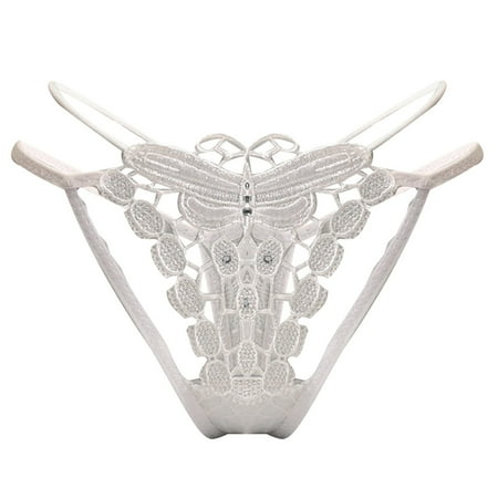 Vblhal Deals of the Week ClearanceStrappy Lingerie for Women Butterfly Embroidery G-String Lace Thongs Hollowout Naughty Sex Play Panties Exotic Thong