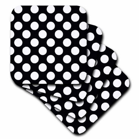 

White Dots on Black set of 8 Coasters - Soft cst-29035-2