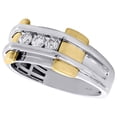 thumbnail image 3 of 10K White Gold Diamond Wedding Band 9.75mm Mens 3 Stone Channel Set Ring 1/3 CT., 3 of 6