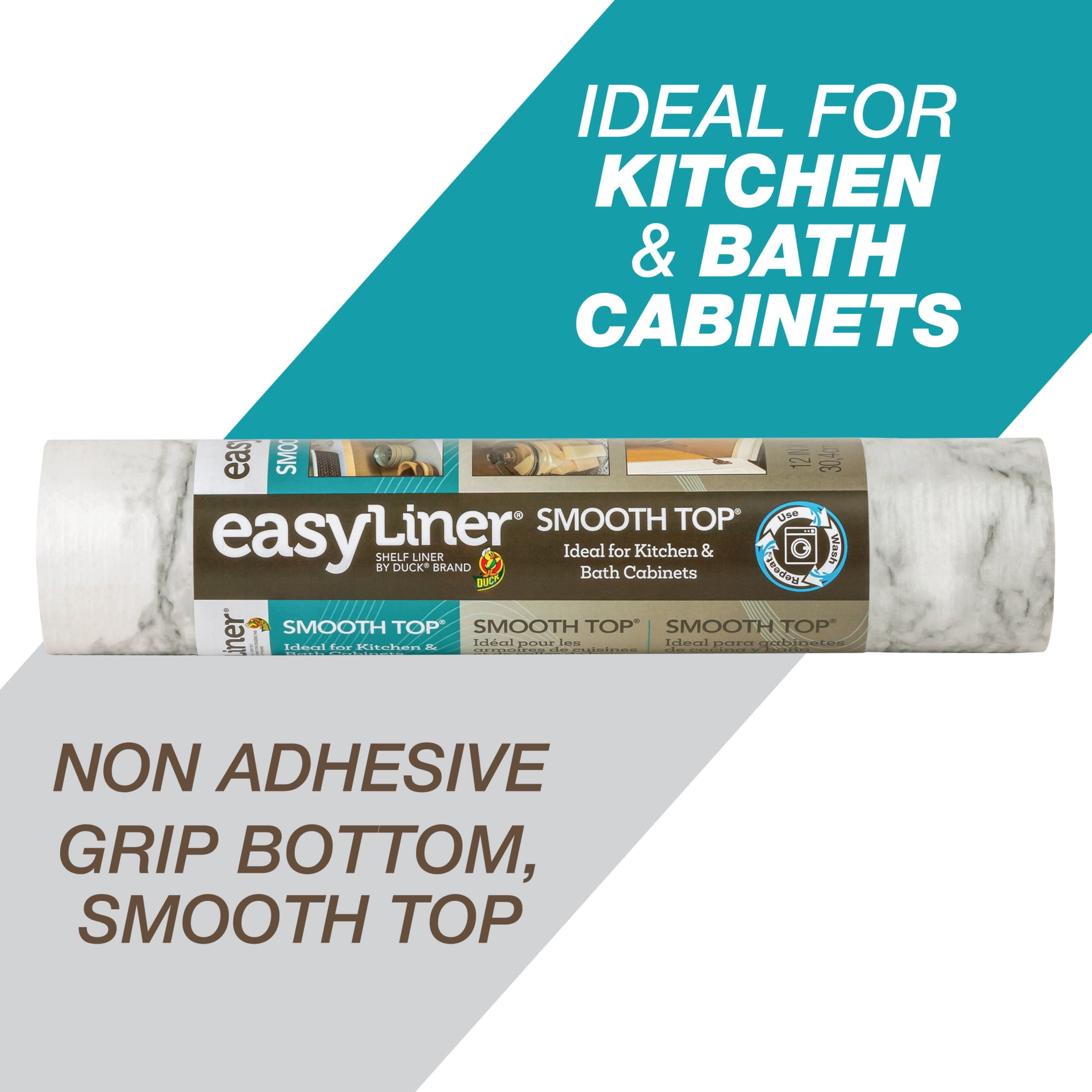 (6 pack) Smooth Top EasyLiner Shelf Liner, Gray Marble 12" x 10' Roll