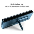 thumbnail image 3 of Samsung Galaxy Z Fold 4 Case, ELEHOLD Carbon Fiber Slim Thin Case with Hidden Kickstand Temper Glass Film Shockproof Anti-Scratch Cover for Samsung Galaxy Z Fold 4 5G 2022, Cyanblue, 3 of 7