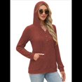 thumbnail image 4 of Sudadera con Capucha de Moda para Mujer, de Larga y Cuello en V, Informal, para Otoño e Invierno. Vino Tinto XL, 4 of 7