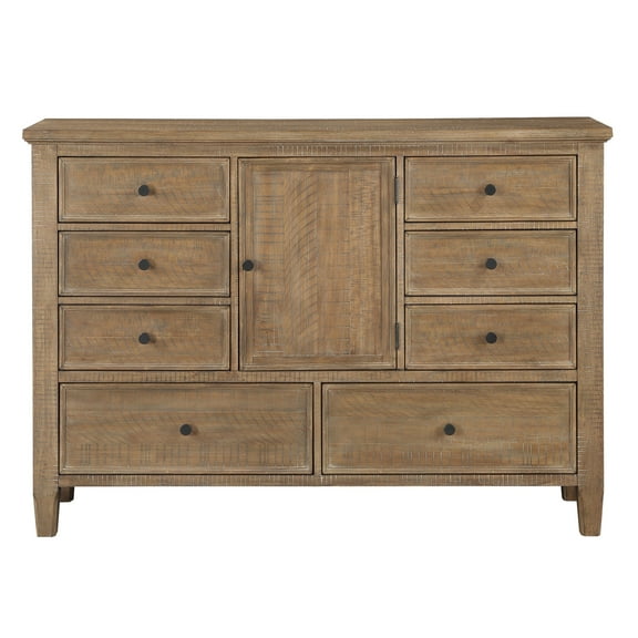 Steve Silver Riverdale Rustic Horizontal Dresser with 8 Drawers and One Door, Brown