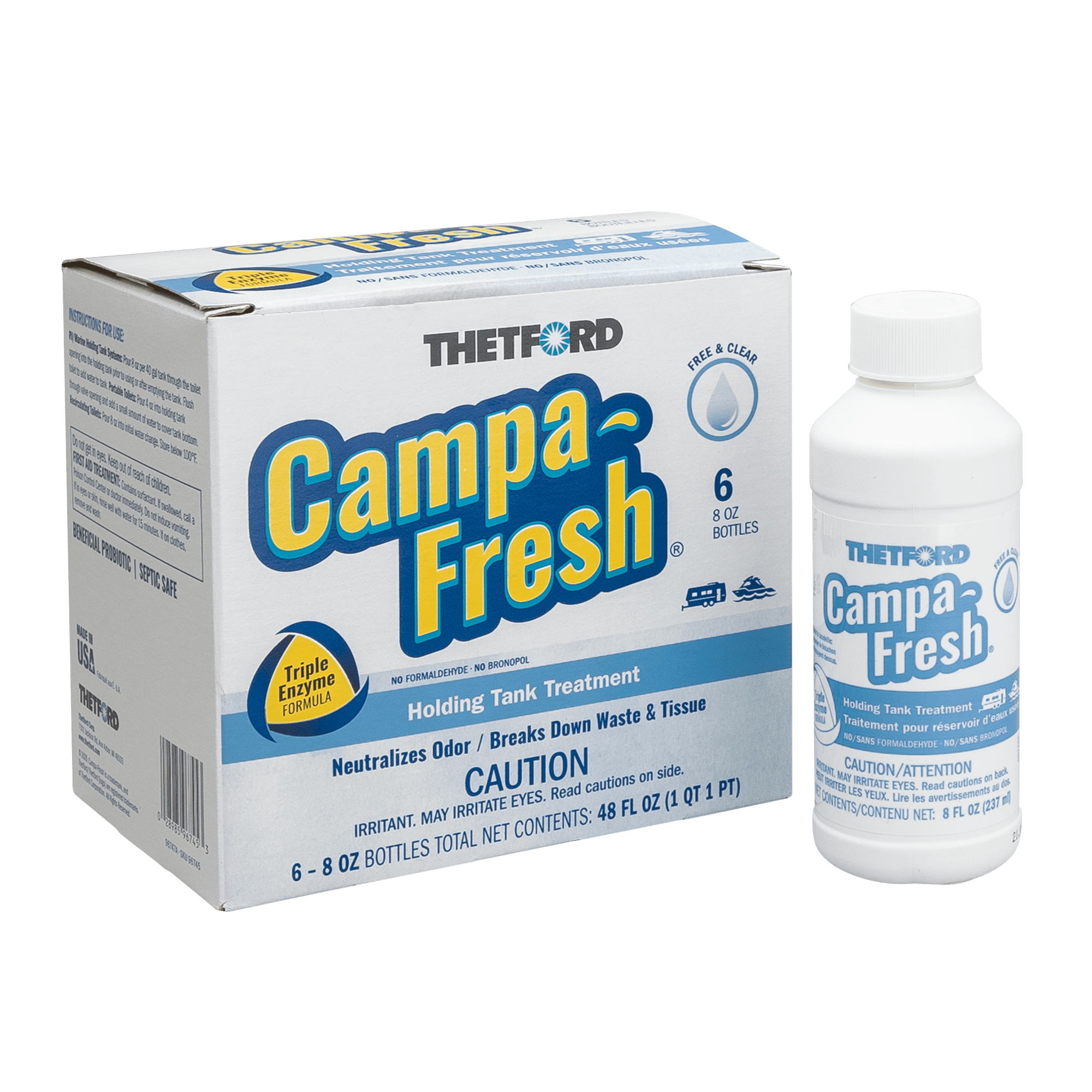 Thetford Campa-Fresh Free And Clear 6-8 oz Bottles. Liquid Holding Tank Treatment