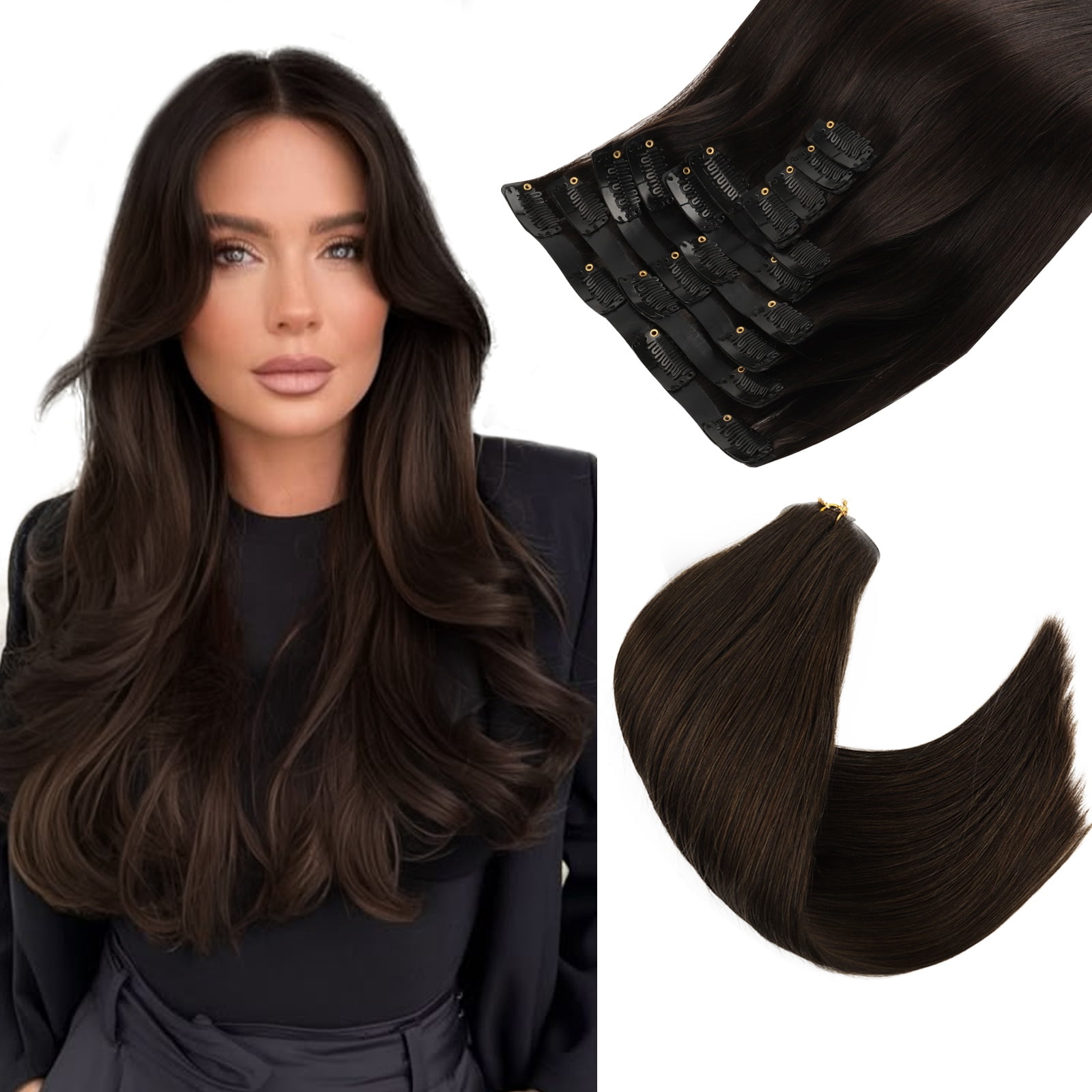PU Clip In Hair Extensions 2A# 160g 18inch