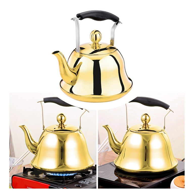 Whistling Kettle with Infuser Loose Leaf Stainless Steel Teapot Rose Gold Tea  Kettle for Stove Induction Stove Copper 2-Liter 2.1-Quart 