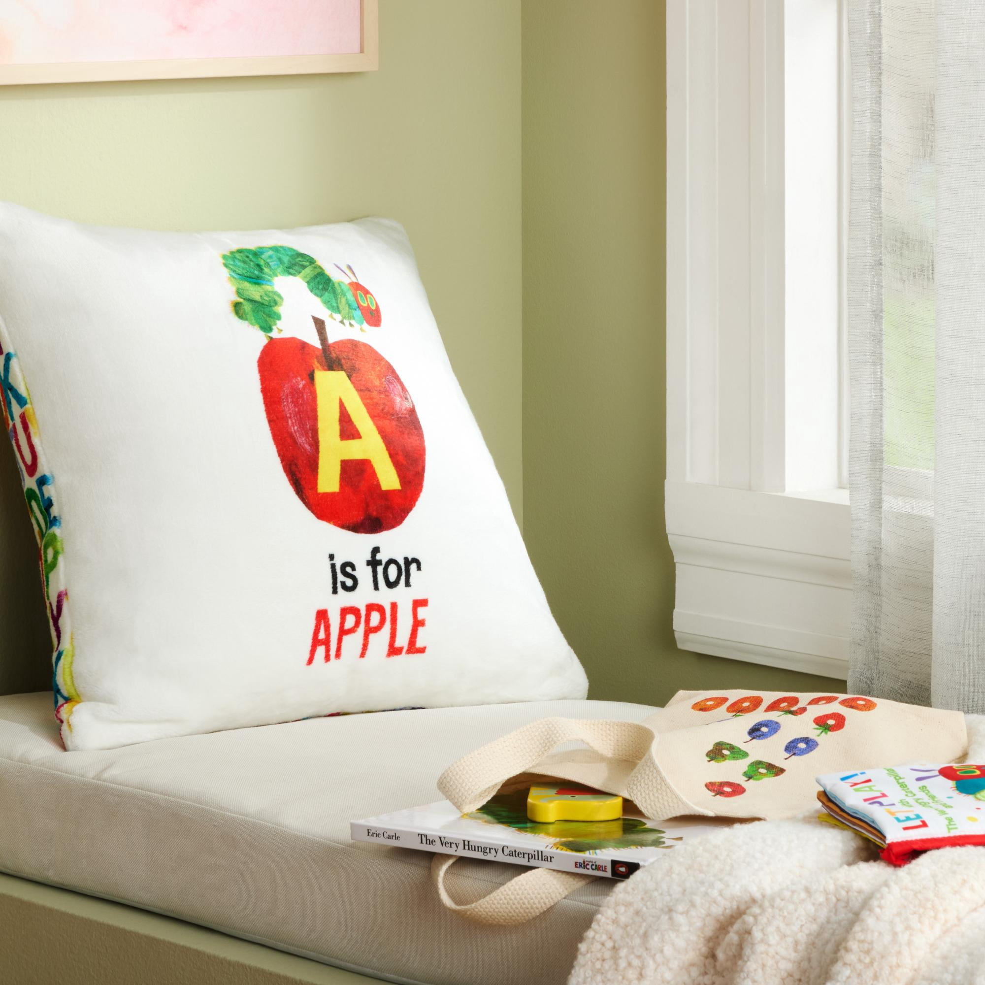Eric Carle Washable A is for Apple Toddler Pillow, Multicolored, 18"x18"