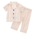 thumbnail image 3 of mgoYE Silk Satin Pajamas Set 5-6 Years Girls 2 Piece Pj Sets Short Sleeve Sleepwear Soft Button Loungewear for Kids Yellow, 3 of 4