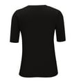 thumbnail image 6 of Short Sleeve Sweater for Women, Yigetop Women's Round Neck Short Sleeved Loose T Shirt with A Knit Bottom Short Top Sweater Shirts for Women Black, XL, 6 of 9