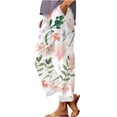 thumbnail image 2 of Pink Women's Casual Pants, Women'S Retro Printed Loose Pocket Patchwork Casual Cotton And Linen Pants,Women's Casual Pants 4XL, 2 of 6