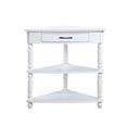 thumbnail image 4 of 33.8'' Triangle Table, Side for Small Spaces/ Living Room, 3 Tier End Corner Table with Solid Wood Legs, Milk White, 4 of 16
