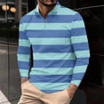 thumbnail image 6 of Handshe Men's Long Sleeve Collar Shirts, Zip-Front Pullover Striped Print Sporty Design, Casual Outdoor Wear for Hiking and Daily Activities, 6 of 8