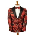 thumbnail image 2 of Mens 2 Button Red & Gold Floral Paisley Tuxedo Blazer By Alberto Nardoni, 2 of 3