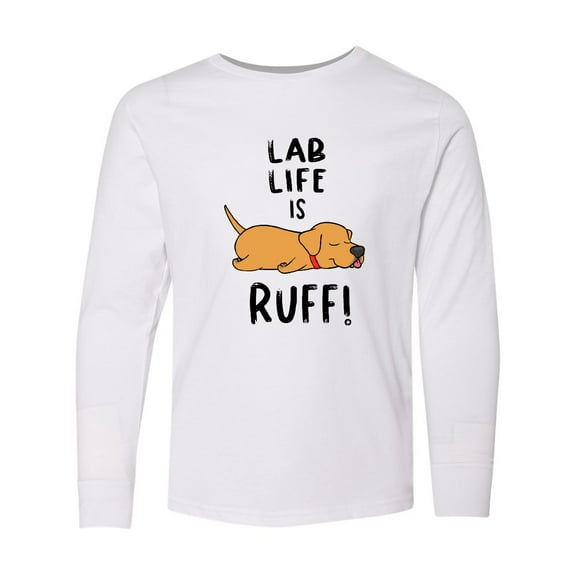 Inktastic Lab Life is Ruff Yellow Lab Long Sleeve Youth T-Shirt
