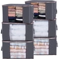 thumbnail image 1 of Lifewit Large Capacity Clothes Storage Bag Organizer with Handle Thick Fabric, 6 Pack, 90L, Grey, 1 of 6