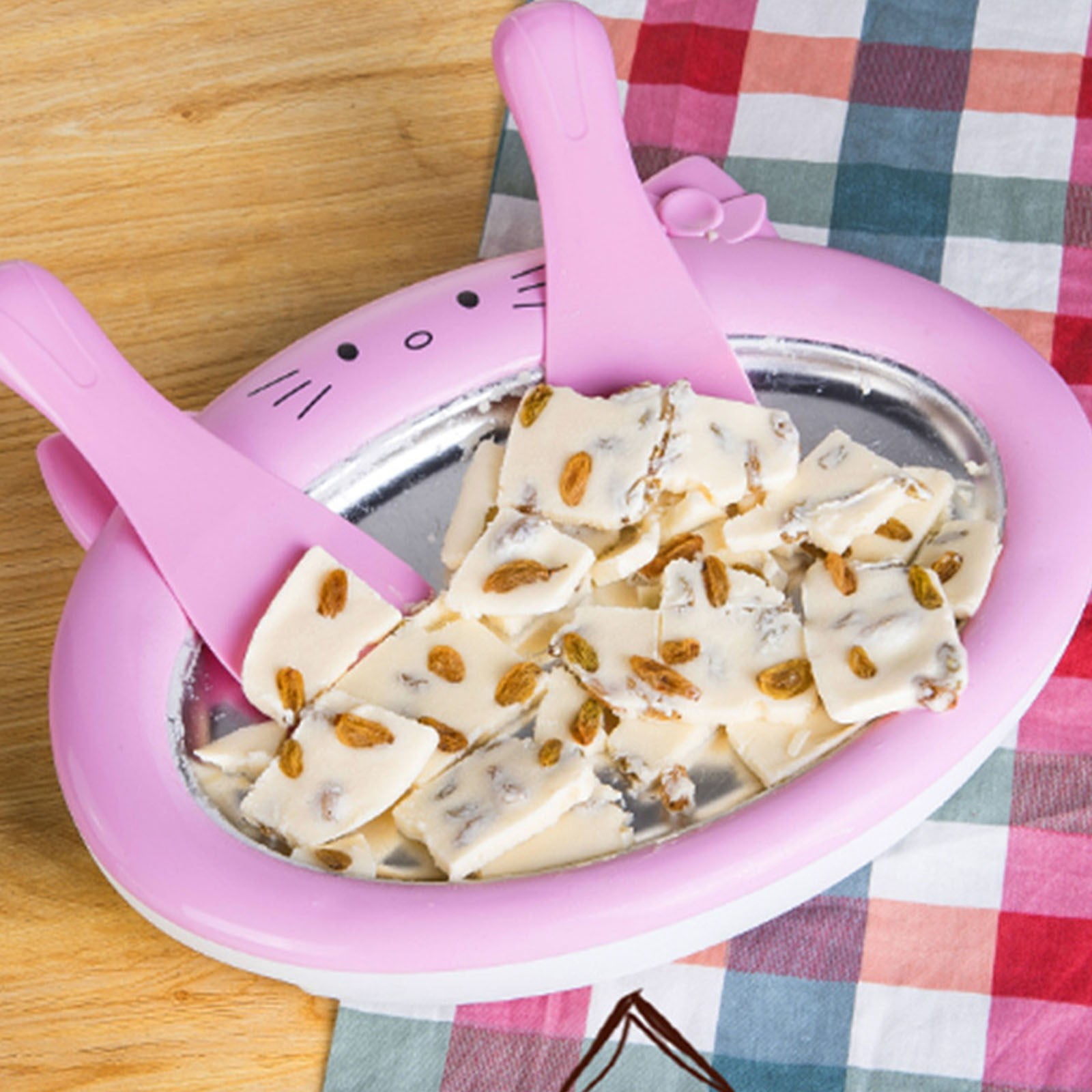 Eespoir Home-Made Mini Ice Cream Maker, Children Ice Cream Tray, DIY Homemade Ice Cream Tool For Family Fun, Kids Activity, Summer Treat, No Machine(Pink)