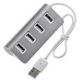 thumbnail image 2 of Adaptador de PC multifunción USB 2.0 de 4 puertos y concentrador de metal universal (plateado), 2 of 4