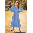 thumbnail image 6 of PRETTYGARDEN Women's Spring Fall Midi Dress Casual Long Sleeve V Neck Swiss Dot Pleated A Line Flowy Dresses, 6 of 6