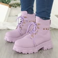 thumbnail image 2 of B91xZ Bottes de Mode Automne 2023 pour Femmes Fermeture Éclair Extérieure Bottines Plates, Violet 8.5, 2 of 5