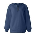 thumbnail image 5 of Xcmzpl Zip Up Sweatshirts for Women Loose Fit Solid Color Crewneck Sweatshirt Lightweight Sweater Tops Soft Long Sleeve Blouses Winter Fashion, 5 of 7