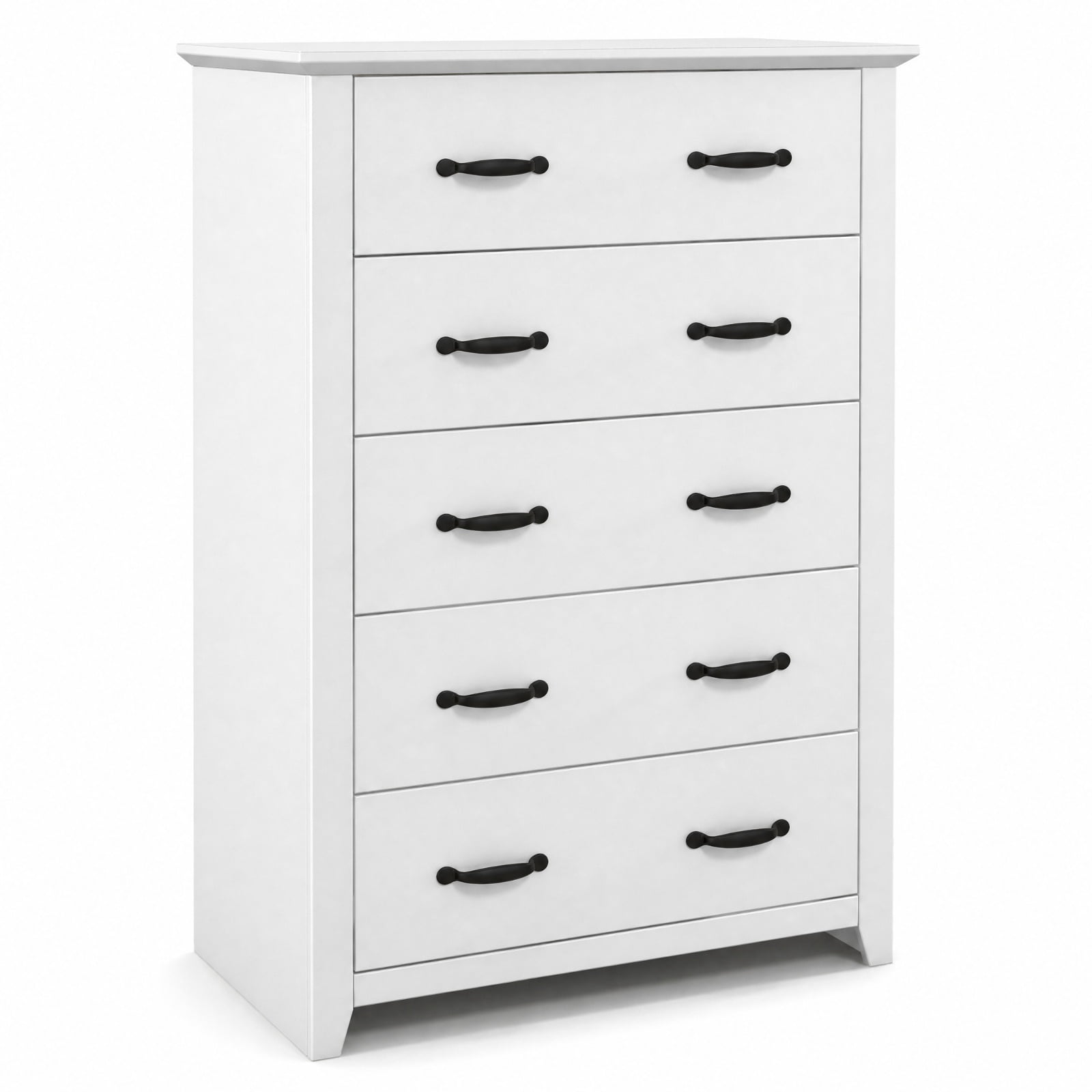 Furnibear Tall Storage Dresser with 5 Pull-out Drawers for Bedroom Living Room for Bedroom Closet Living Room Nursery Clothes Storage, White