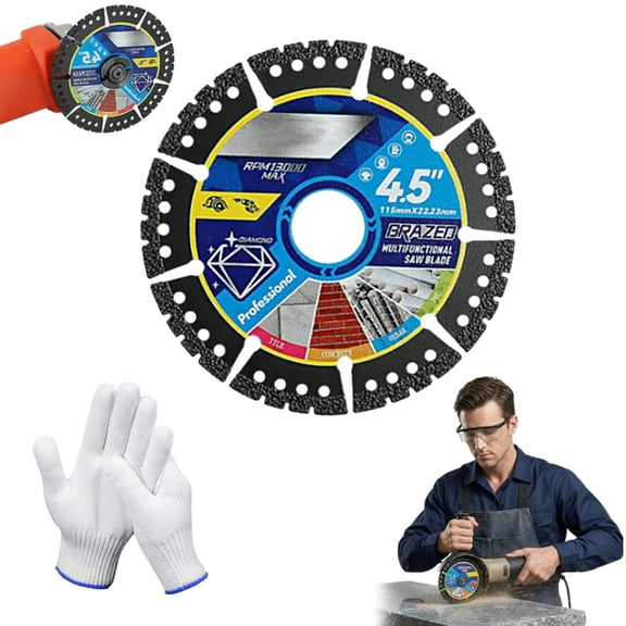 4.5" Multi-Material Diamond Blade - Zero Compromise, Max Durability, Grinder Blades, Cut Any Material Instantly, Diamond Multi Purpose Saw Blade, for Angle Grinder, for Stone, Brick & Metal (1pcs)