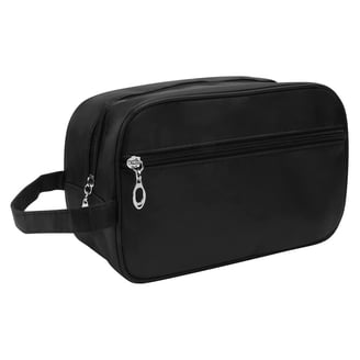 Basics Black Toiletry Bag, Lightweight Polyester Travel Kit, Zippered with  Handle - Walmart.com