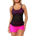 thumbnail image 1 of Liacowi Women's Crochet Swimsuit Two Piece Lace Bathing Suit See Thru Side Lace Up Tank Top with Boyshorts Tankini Swimwear, 1 of 4