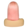 thumbnail image 3 of Colored Bob Wigs Human Hair Peruvian 13x4x1 Lace T Part Short Peach Pink 180% Density Glueless Middle Part Straight Wig for Women 12 Inch, 3 of 4