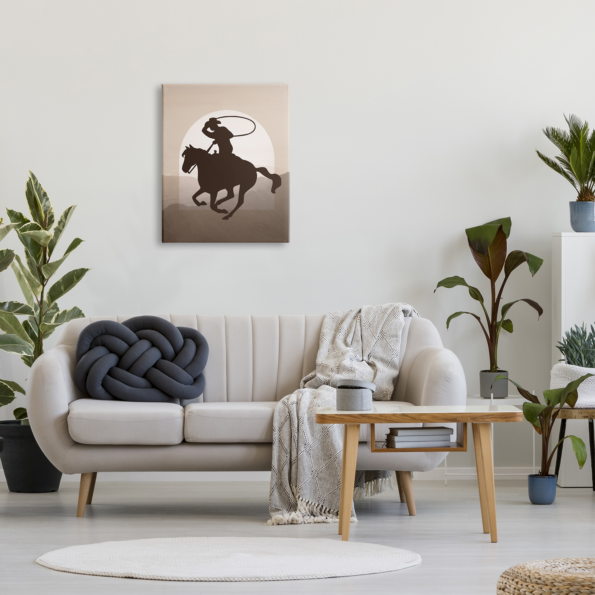 Stupell Industries Cowboy with Lasso Animals & Insects Painting Gallery Wrapped Canvas Art Print Wall Art, 24 x 30