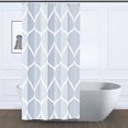 thumbnail image 1 of Light Blue Geometric Stall Short Shower Curtain,Waterproof Design and Polyester,Quick-Drying,Weighted Hem,Small Shower Curtains Set for Bathroom W 36 x H 72,Durable and Washable with 8 Hooks, 1 of 5