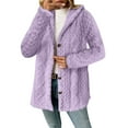thumbnail image 5 of Busydd Womens Fleece Jacket Solid Color Warm Winter Jackets for Women Comfy Long Sleeve Button Hooded Cardigan for Women M, 5 of 8
